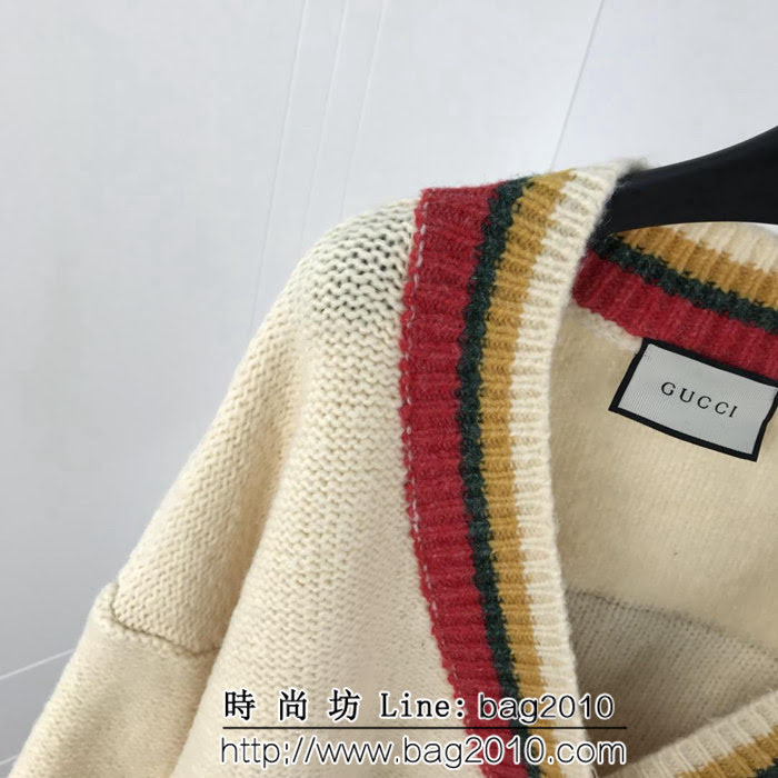 GUCCI古馳 18ss秋冬新款 背後飛碟釘珠圖案 OS寬鬆版 開衫毛衣 ydi1363